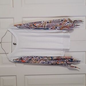 Anthropologie women's long sleeve tee high/low peacock print sz xs